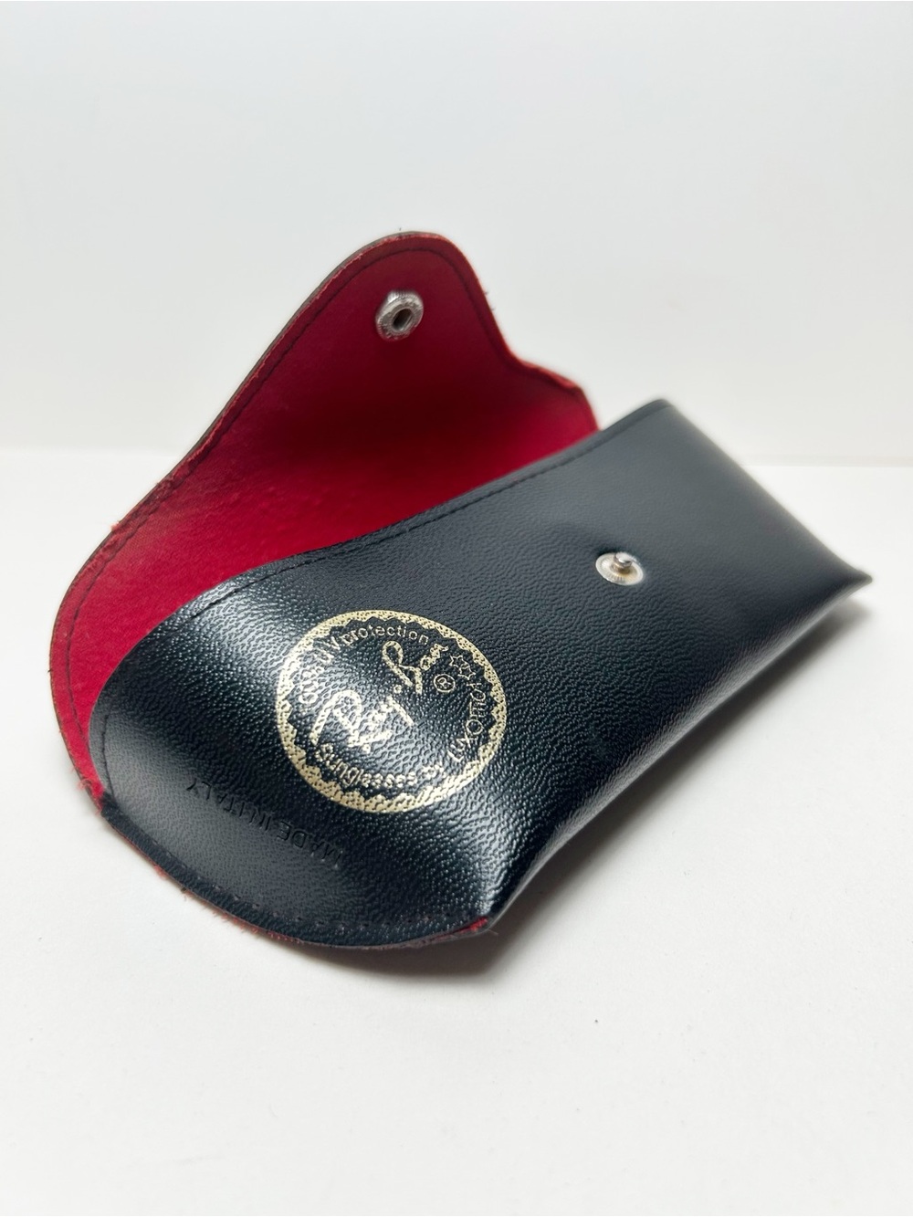 Ray-Ban Black Semi-Soft  Sunglasses Case, Red Interior, Case Only, Made in Italy